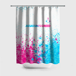 Шторка для душа Assassins Creed neon gradient style посередине, цвет: 3D-принт