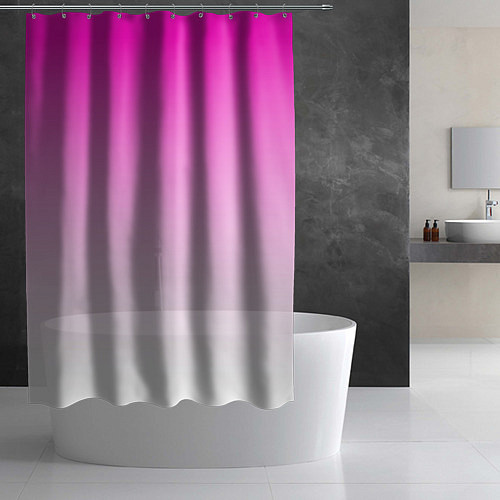 Шторка для ванной Розово-белый градиент / 3D-принт – фото 2