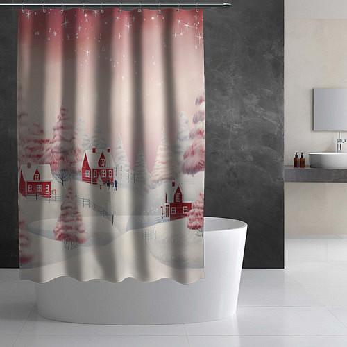 Шторка для ванной Снежное сияние ночи / 3D-принт – фото 2