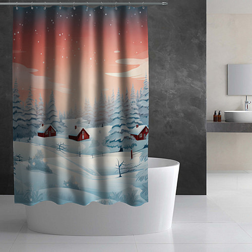 Шторка для ванной Погружение в зимнюю атмосферу / 3D-принт – фото 2