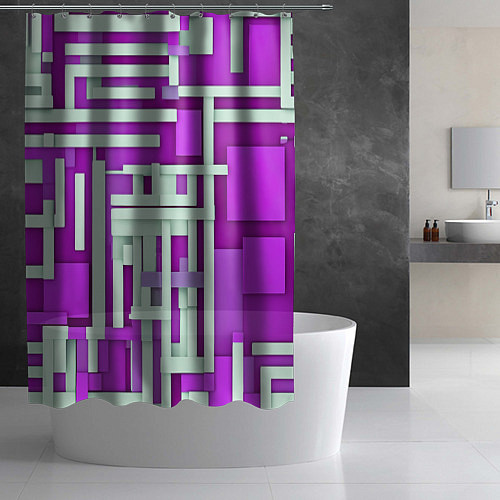 Шторка для ванной Полосы на фиолетовом фоне / 3D-принт – фото 2