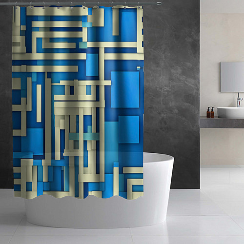 Шторка для ванной Полосы на синем фоне / 3D-принт – фото 2