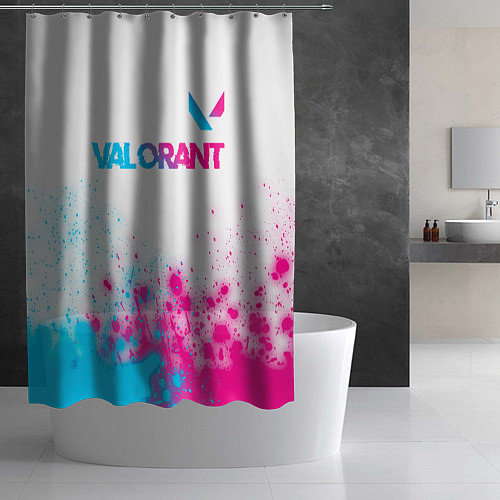Шторка для ванной Valorant neon gradient style посередине / 3D-принт – фото 2