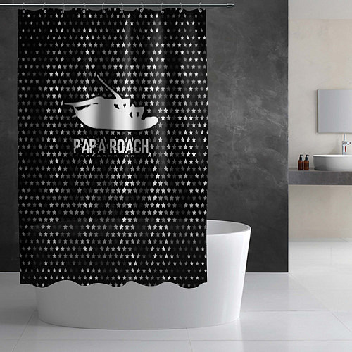 Шторка для ванной Papa Roach glitch на темном фоне / 3D-принт – фото 2