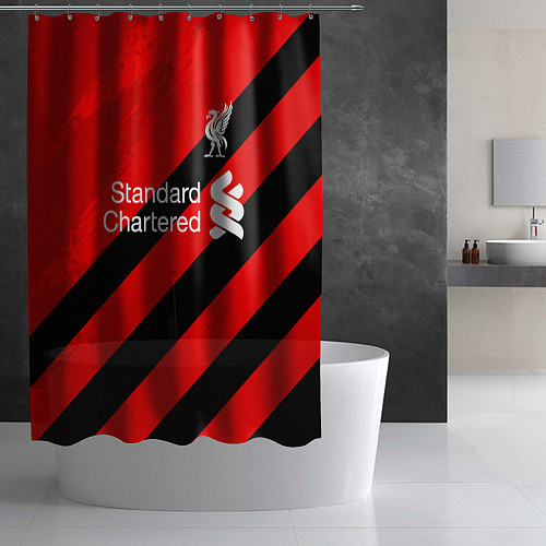 Шторка для ванной Ливерпуль - красные полосы / 3D-принт – фото 2