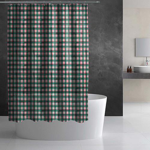 Шторка для ванной Зеленая классическая клетка / 3D-принт – фото 2