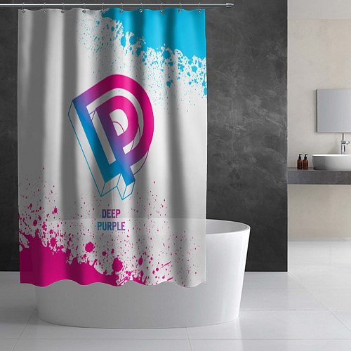 Шторка для ванной Deep Purple neon gradient style / 3D-принт – фото 2