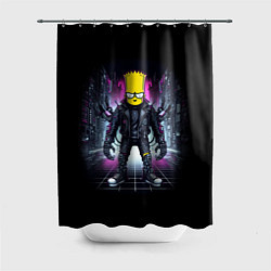 Шторка для душа Cool Bart Simpson - cyberpunk - ai art, цвет: 3D-принт