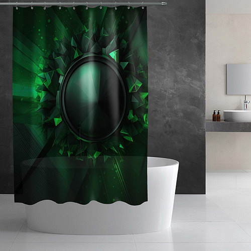 Шторка для ванной Искусство зеленой абстракции / 3D-принт – фото 2