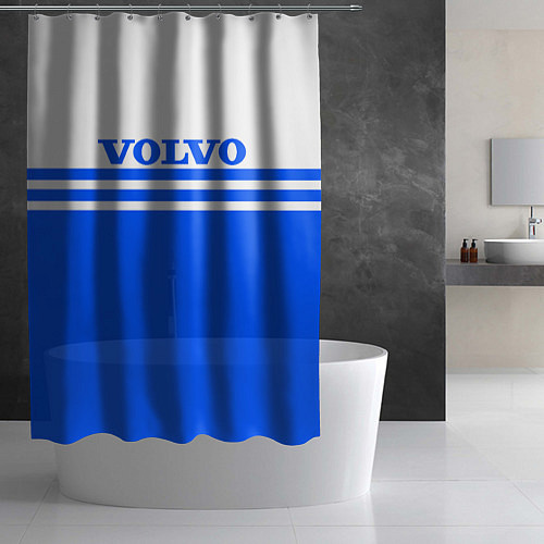 Шторка для ванной Вольво - две синии полосы / 3D-принт – фото 2