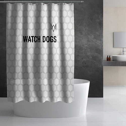 Шторка для ванной Watch Dogs glitch на светлом фоне посередине / 3D-принт – фото 2