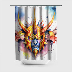 Шторка для ванной Агрессивный оранжевый робот акварель