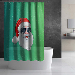 Шторка для душа Дед Мороз в очках, цвет: 3D-принт — фото 2