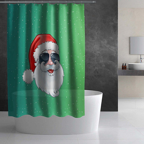 Шторка для ванной Дед Мороз в очках / 3D-принт – фото 2