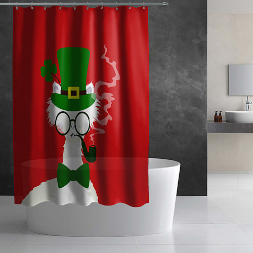 Шторка для ванной Лама - альпака в день Патрика / 3D-принт – фото 2