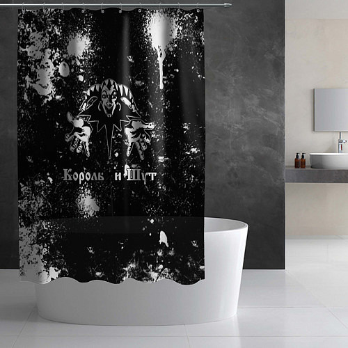 Шторка для ванной Король и шут - черно-белый / 3D-принт – фото 2
