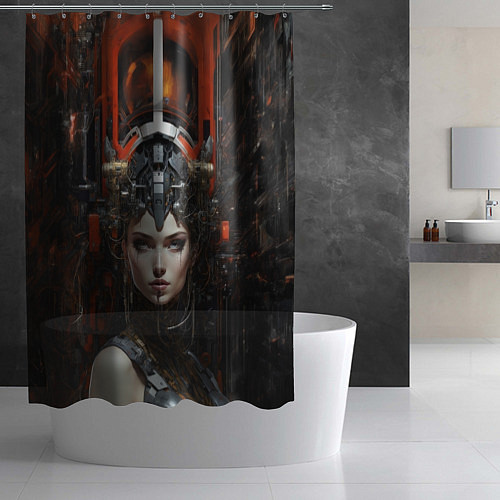 Шторка для ванной Девушка-андроид в подпространстве / 3D-принт – фото 2