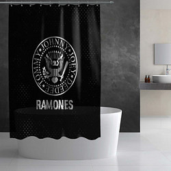 Шторка для душа Ramones glitch на темном фоне, цвет: 3D-принт — фото 2
