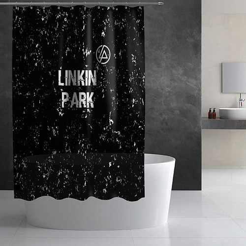 Шторка для ванной Linkin Park glitch на темном фоне посередине / 3D-принт – фото 2