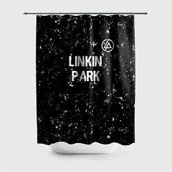 Шторка для душа Linkin Park glitch на темном фоне посередине, цвет: 3D-принт