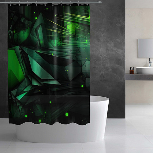 Шторка для ванной Мир абстрактной зелени / 3D-принт – фото 2