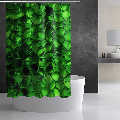 Шторка для ванной Зелёное стекло галькообразное / 3D-принт – фото 2