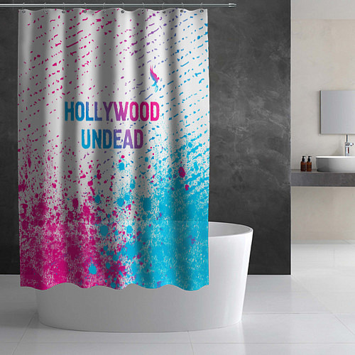 Шторка для ванной Hollywood Undead neon gradient style посередине / 3D-принт – фото 2