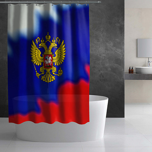 Шторка для ванной Герб РФ триколор краски / 3D-принт – фото 2
