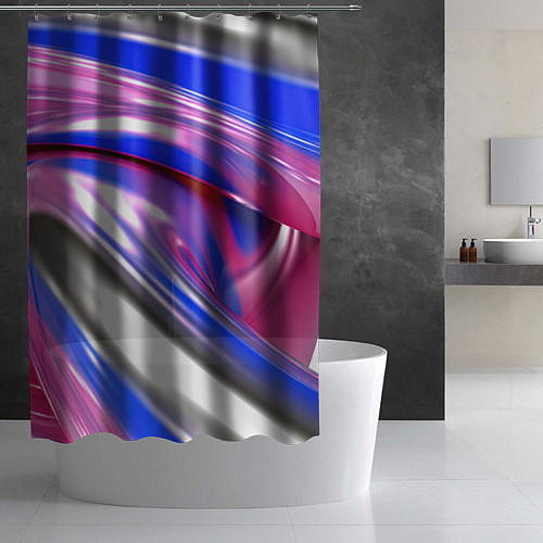 Шторка для ванной Вязкая абстракция в фиолетовых оттенках / 3D-принт – фото 2
