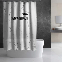 Шторка для душа Papa Roach glitch на светлом фоне посередине, цвет: 3D-принт — фото 2