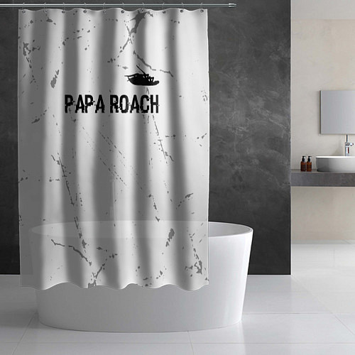 Шторка для ванной Papa Roach glitch на светлом фоне посередине / 3D-принт – фото 2