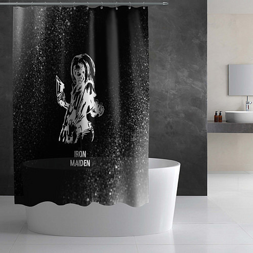 Шторка для ванной Iron Maiden glitch на темном фоне / 3D-принт – фото 2