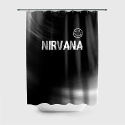 Шторка для душа Nirvana glitch на темном фоне посередине, цвет: 3D-принт