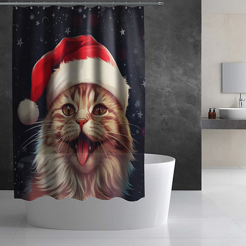 Шторка для ванной New Years mood from Santa the cat / 3D-принт – фото 2