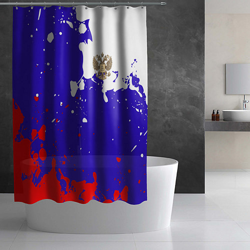 Шторка для ванной Российский герб на триколоре / 3D-принт – фото 2