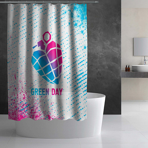 Шторка для ванной Green Day neon gradient style / 3D-принт – фото 2