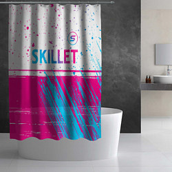 Шторка для душа Skillet neon gradient style посередине, цвет: 3D-принт — фото 2