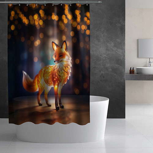 Шторка для ванной Декоративная оранжевая статуэтка лисы / 3D-принт – фото 2