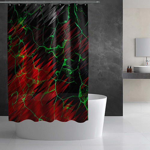 Шторка для ванной Зелёные трещины узоры / 3D-принт – фото 2