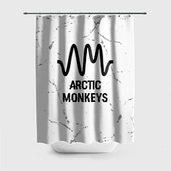 Шторка для душа Arctic Monkeys glitch на светлом фоне, цвет: 3D-принт