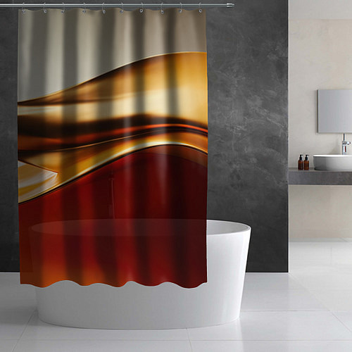 Шторка для ванной Бежевые и золотистые волны / 3D-принт – фото 2