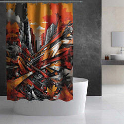 Шторка для душа Улица в оранжевом граффити, цвет: 3D-принт — фото 2