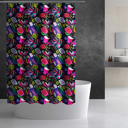 Шторка для ванной Разноцветный листопад / 3D-принт – фото 2