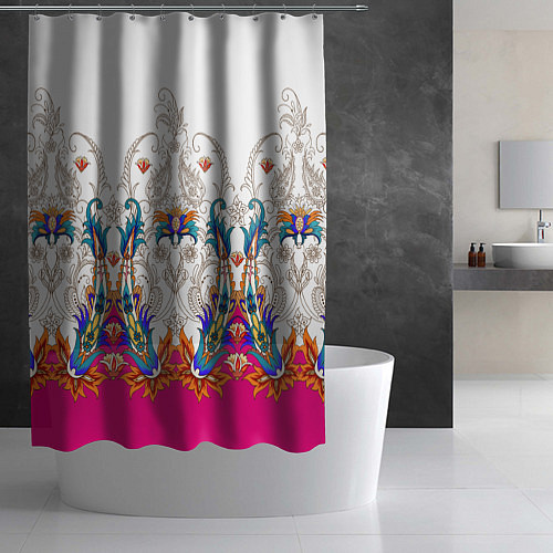 Шторка для ванной Цветочный сказочный узор / 3D-принт – фото 2