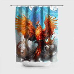Шторка для душа Птица феникс в огне, цвет: 3D-принт