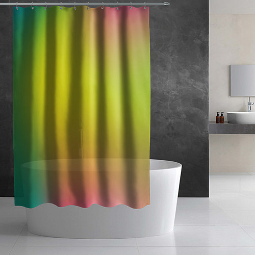 Шторка для ванной Желтый и зеленый градиент / 3D-принт – фото 2