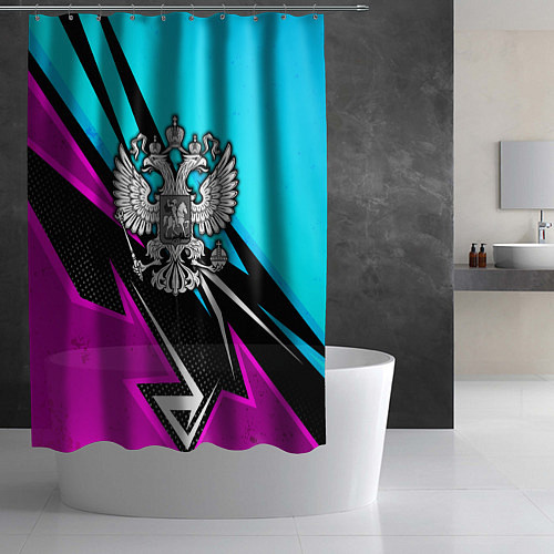 Шторка для ванной Герб рф - неоновый / 3D-принт – фото 2