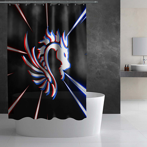 Шторка для ванной Трехцветный неоновый дракон / 3D-принт – фото 2