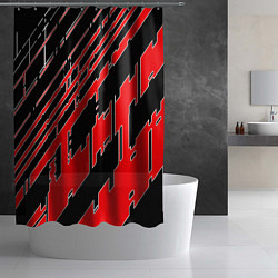 Шторка для душа Киберпанк линии красные, цвет: 3D-принт — фото 2