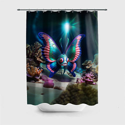 Шторка для душа Рыба с крыльями бабочки, цвет: 3D-принт